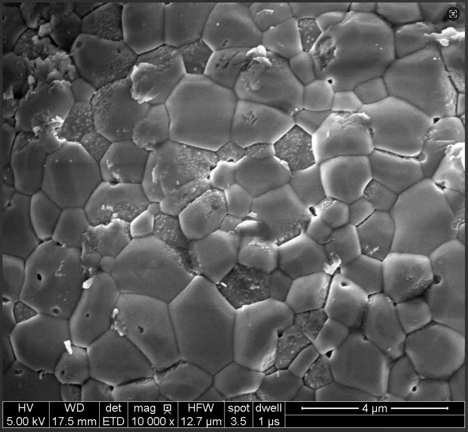Microscopy image of porous spherical hydroxyapatite particles used on the Kannrybio product page
